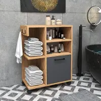Dmora Placards - Armoire Multi-usage 1 Porte, 60x81h cm Brun Chêne, 5 Étagères