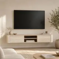Zesso Milton & Oldbrook : Meuble TV suspendu, imitation travertin