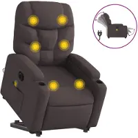 vidaXL Fauteuil de massage électrique avec releveur Tissu marron foncé