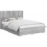 vidaXL Sommier avec rangement et tête de lit, gris, bois de Sonoma