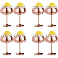 Torribaly Ensemble de 8 verres à champagne en cuivre et acier inoxydable style vintage