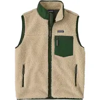 Patagonia - Veste polaire sans manches chaude et coupe-vent - M's Classic Retro-X Vest Dark Natural w/Treeline Green pour Homme - Taille XL - Beige