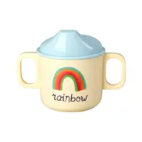 Rice - Tasse pour bébé en mélamine à deux anses avec motif ABC - Bleue - 250 ml