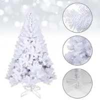 Jiubiaz Arbre de Noël artificiel sapin artificiel y compris support d'arbre métal blanc 180cm