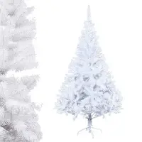 Jiubiaz Arbre de Noël artificiel sapin artificiel y compris support d'arbre métal blanc 150cm