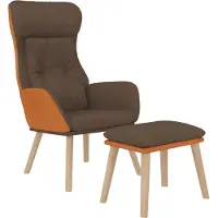 vidaXL Fauteuil relax avec repose-pieds, couleur marron, en similicuir et tissu, marque
