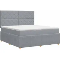 Syfax Lit boxspring avec matelas gris clair 160 x 200 cm Tissu