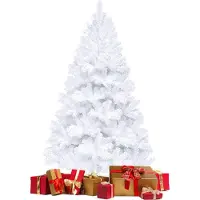 Jayseuw 210cm Arbre de Noël artificiel Sapin de Noël avec 900 pointes Aiguilles PVC Support métallique & système de pliage Arbre de Noël blanc