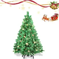 HENGDA LED 120CM Arbre de Noël artificiel Sapin vert Aiguilles PVC Arbre de décoration pour décoration de Noël avec guirlande lumineuse, avec 340 pointes