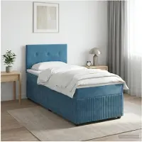 vidaXL Lit boxspring avec matelas bleu foncé 90 x 200 cm velours