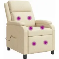 vidaXL Fauteuil de relaxation de massage, couleur crème, revêtement en tissu