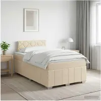 vidaXL Lit boxspring avec matelas Crème 120 x 190 cm Tissu