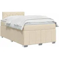 vidaXL Lit boxspring avec matelas Crème 120 x 190 cm Tissu