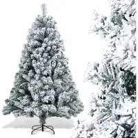 Jayseuw 180cm arbre de Noël artificiel et neige blanche, pour décoration de Noël, résistant au feu, réutilisable