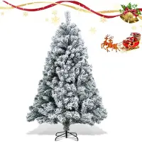 HENGDA Arbre de Noël artificiel 180cm (Ø env. 115 cm) avec 860 pointes et système de pliage à montage rapide, difficilement inflammable, avec neige