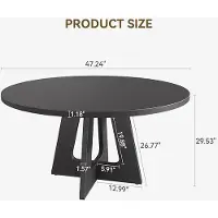 StarTech.com Table ronde de salle à manger, 120 cm de diamètre - Table pour 4 à 6 personnes - Style industriel - Structure centrale en métal - Étagère inférieure - Sans chaises - Noir