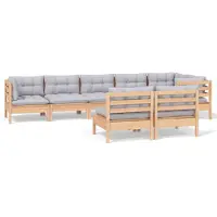 vidaXL Ensemble salon de jardin 8 pièces avec coussins gris pin massif