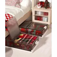 Markenlos Boîte de rangement de 43,5 litres avec couvercle - Lot de 2, couleur marron transparent