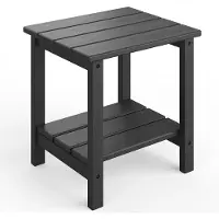StarTech.com Table d'appoint d'extérieur - Table de jardin 45x39 cm - 2 niveaux - Résistante aux intempéries - Structure en bois - Pour terrasse, balcon, jardin et intérieur - Noir