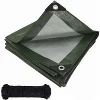 Sonstiges Bâche de protection 6m x 8m, imperméable, avec œillets, en tissu PE de 120 g/m², de couleur vert et argent