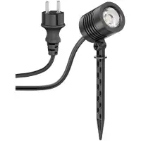 Ledscom.de Petit projecteur LED pour jardin avec pique à planter, pour une utilisation extérieure, indice de protection IP65, avec prise, couleur noire, 4,1 W, 351 lm, lumière blanche froide