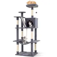 Northix Arbre à chat 158 cm avec hamac et griffoir, gris foncé