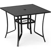 Northix Table de patio carrée en métal avec trou pour parasol, noire, 91 cm
