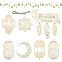 OEM Ornements en bois pour les murs et les sols islamiques, lot de 7 pièces, décorations en bois, Ramadan Eid Mubarak
