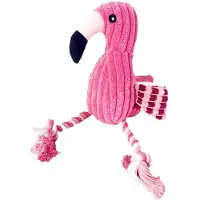 Gistuch Jouet en peluche à mâcher pour animaux domestiques en forme de flamant rose, résistant aux morsures, couineur, interactif, réduit l'anxiété, aide à la dentition pour chiens et chats
