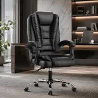 Zaisze Fauteuil de bureau, chaise de bureau ergonomique, chaise de bureau en similicuir avec accoudoirs rembourrés, dossier haut, repose-tête ergonomique avec fonction d'inclinaison
