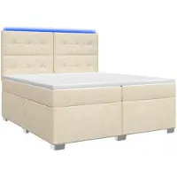 Syfax Lit Boxspring avec matelas Crème 200 x 200 cm Tissu