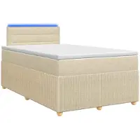 Syfax Lit Boxspring avec matelas Crème 120 x 190 cm Tissu