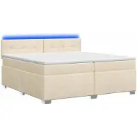 Syfax Lit avec sommier tapissier, matelas et éclairage LED, dimensions 200 x 200 cm, revêtement en tissu