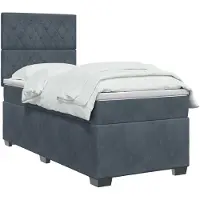 vidaXL Lit boxspring avec matelas gris foncé 90 x 190 cm velours