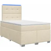 Syfax Lit Boxspring avec matelas Crème 120 x 190 cm Tissu
