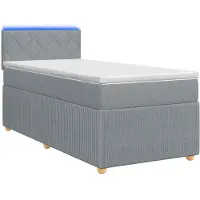 Syfax Lit boxspring avec matelas gris clair 90 x 190 cm Tissu