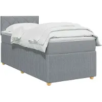 vidaXL Lit boxspring avec matelas gris clair 90 x 200 cm Tissu