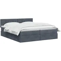 vidaXL Lit coffre à LED avec matelas, gris foncé, 180 x 200 cm, velours