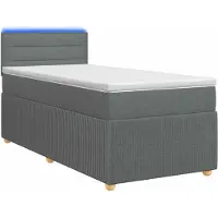 Syfax Lit boxspring avec matelas gris foncé 90 x 190 cm Tissu