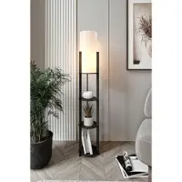 Opviq , lampe sur pied de haute qualité, noire, 135 cm | Corps en papier texturé et MDF, abat-jour en PVC (diamètre : 17 cm, hauteur : 35 cm) | Douille E27, max. 40 W, IP22, design scandinave.