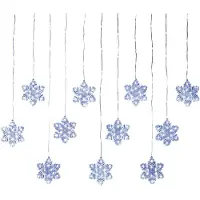 Nikcorp Rideau lumineux LED en forme de flocons de neige, décoration de fenêtre, hiver, blanc, 3 mètres