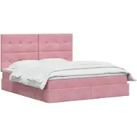 vidaXL Lit coffre à LED avec matelas, rose, 160 x 200 cm, velours