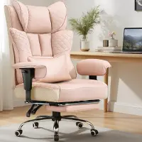 GTPLAYER Fauteuil gaming , fauteuil de bureau ergonomique avec repose-pieds, dossier et accoudoirs réglables à 150°, fauteuil d'ordinateur de direction, charge maximale 180 kg, ROSE