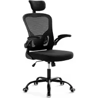 Relaxdays , chaise de bureau, réglable en hauteur, pivotante, avec fonction basculante, support lombaire et cervical, en mesh, chaise de bureau ergonomique, noire