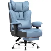 GTPLAYER Fauteuil gaming , fauteuil de bureau ergonomique avec repose-pieds, dossier et accoudoirs réglables à 150°, fauteuil d'ordinateur de direction, charge maximale 180 kg, BLEU