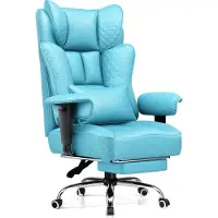 GTPLAYER Fauteuil gaming , fauteuil de bureau ergonomique avec repose-pieds, dossier et accoudoirs réglables à 150°, fauteuil de bureau de direction, charge maximale 180 kg, BLEU CLAIR
