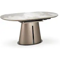 Feldmann-Wohnen Table de salle à manger Robinson, table de cuisine, table sur colonne, dimensions 160-200 x 90 x 76 cm, couleur beige marbre / cappuccino
