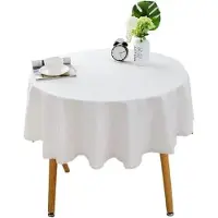 Markenlos Nappe ronde pour protéger la surface de la table – Nappe unie en coton-lin et dentelle (120 cm)