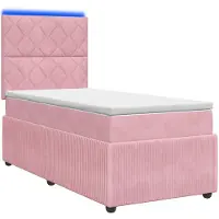 vidaXL LED Sommier tapissier avec matelas rose 90 x 190 cm velours