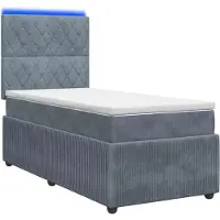 vidaXL LED Lit boxspring avec matelas gris foncé 90 x 200 cm velours